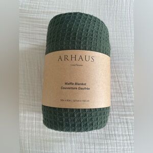 Arhaus Green Waffle Blanket - 100% Cotton